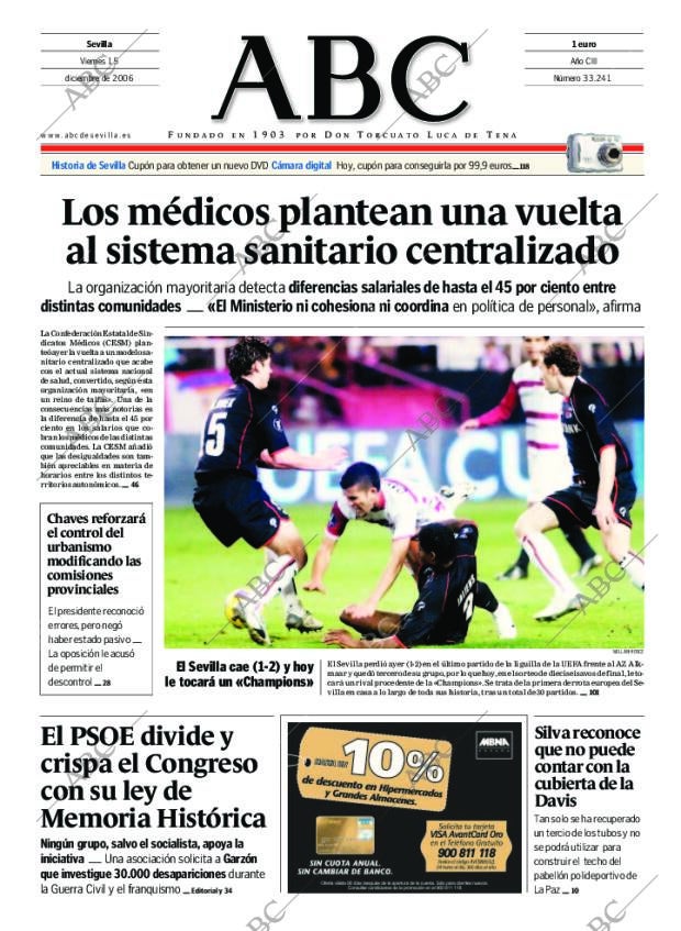 ABC SEVILLA 15-12-2006 página 1