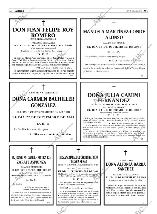 ABC MADRID 22-12-2006 página 68