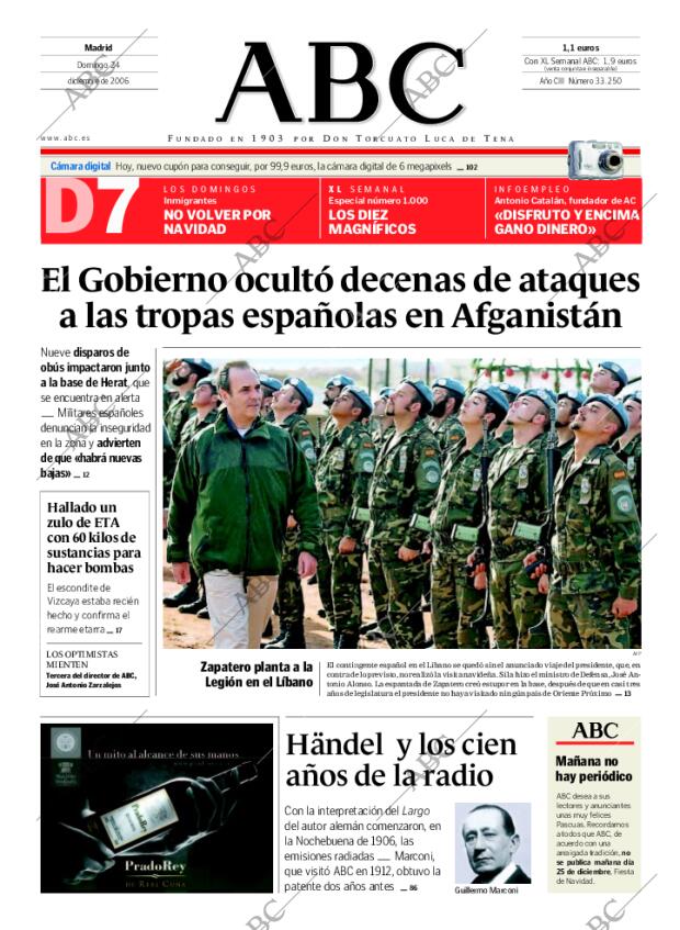 ABC MADRID 24-12-2006 página 1