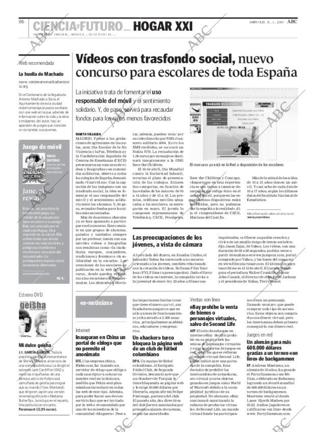 ABC MADRID 31-01-2007 página 86