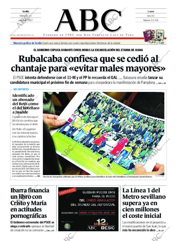 ABC SEVILLA 14-03-2007 página 1