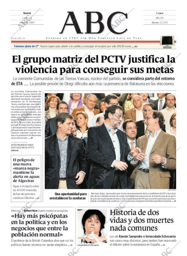 ABC MADRID 19-03-2007 página 1