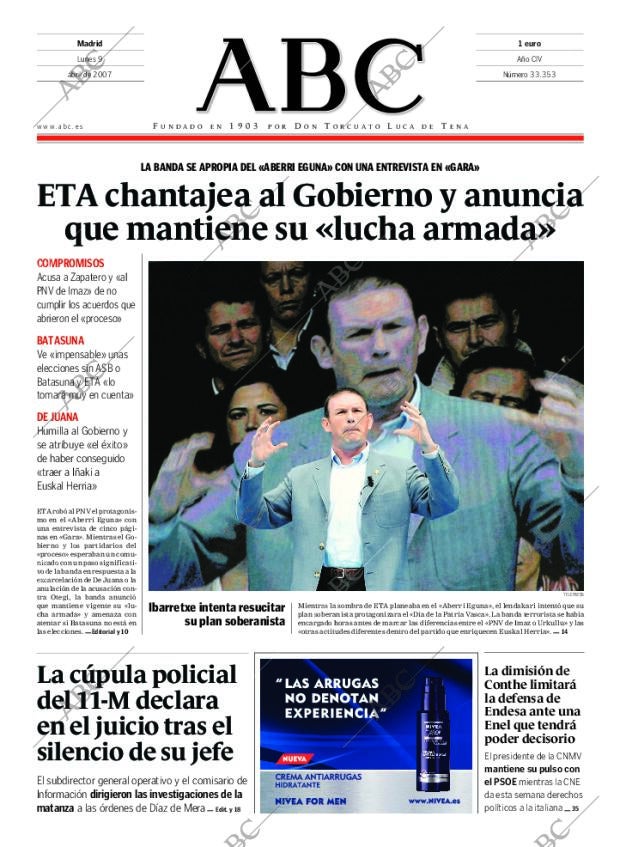 ABC MADRID 09-04-2007 página 1