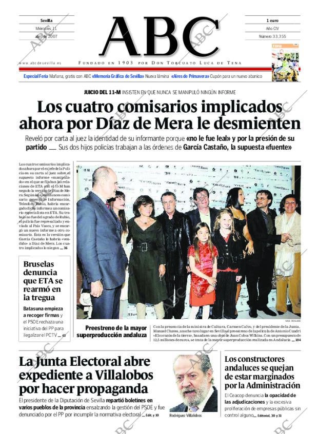 ABC SEVILLA 11-04-2007 página 1