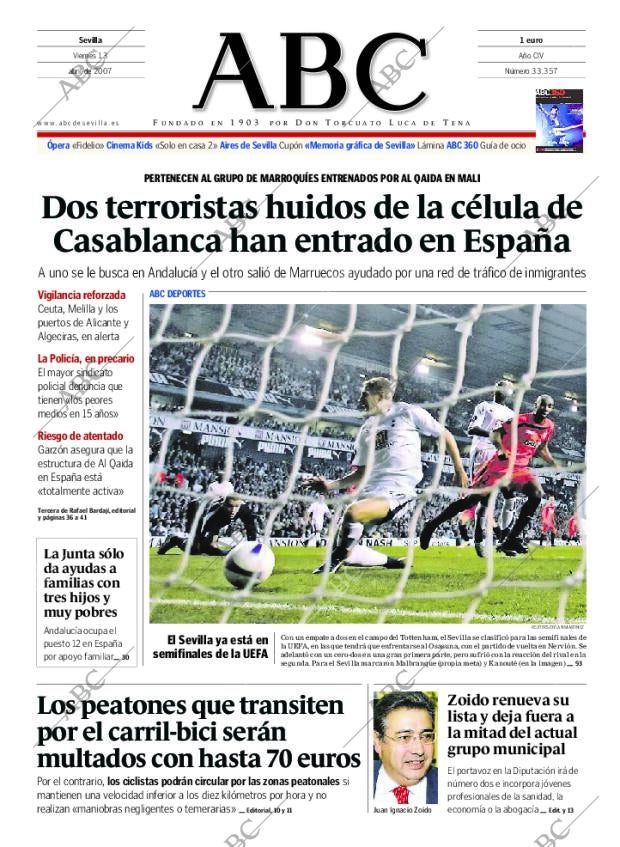 ABC SEVILLA 13-04-2007 página 1