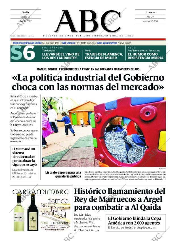 ABC SEVILLA 14-04-2007 página 1
