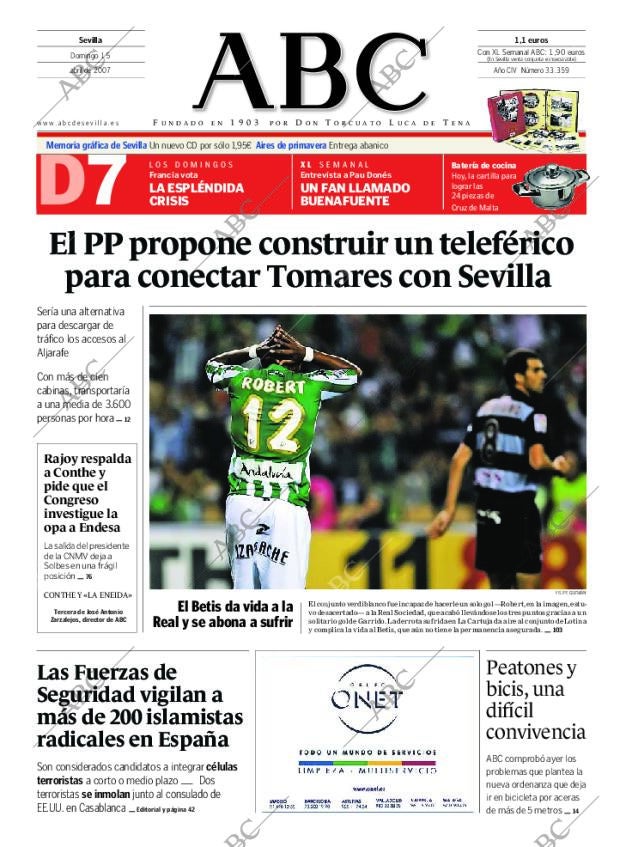 ABC SEVILLA 15-04-2007 página 1