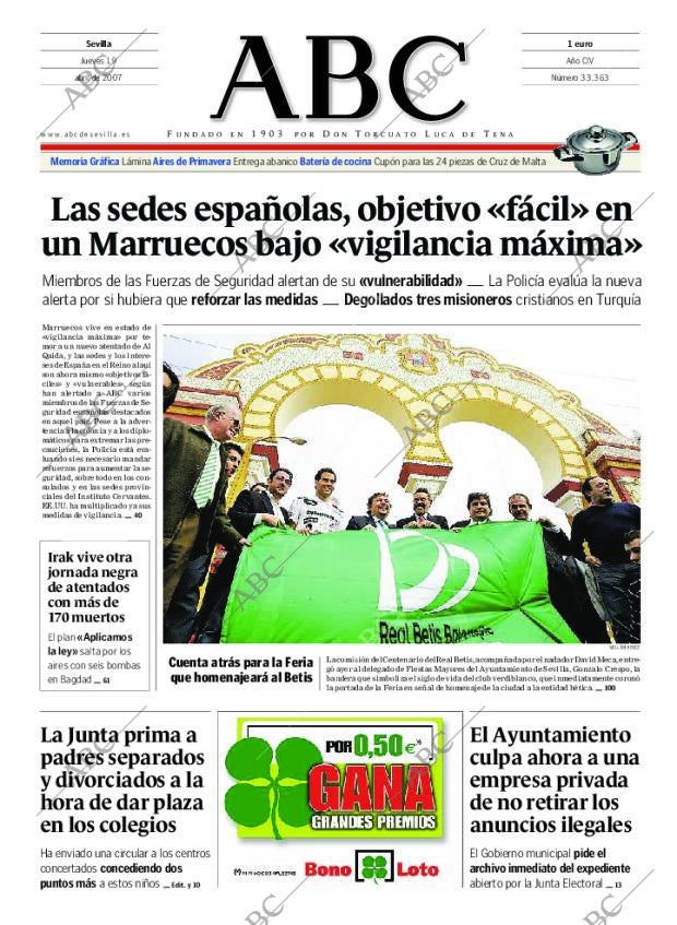 ABC SEVILLA 19-04-2007 página 1