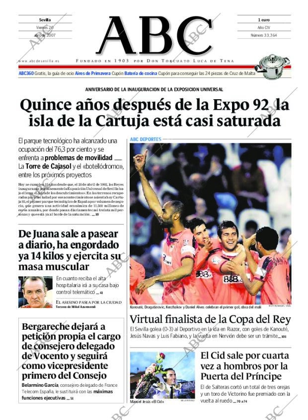 ABC SEVILLA 20-04-2007 página 1