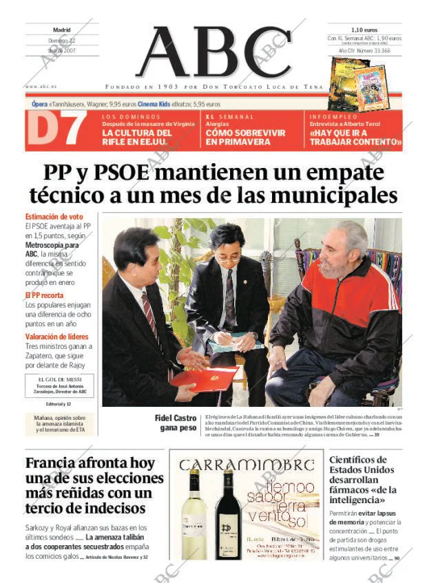 ABC MADRID 22-04-2007 página 1