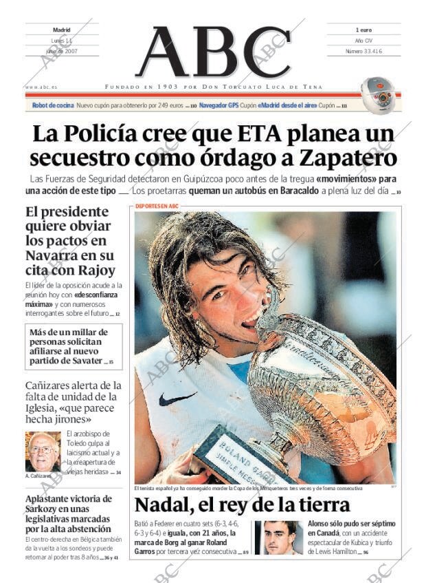 ABC MADRID 11-06-2007 página 1