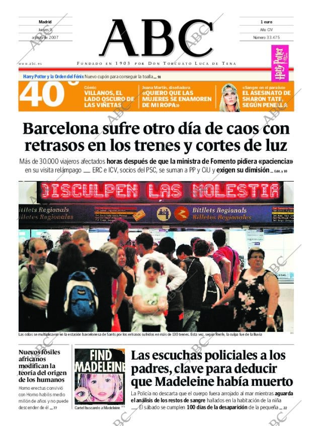 ABC MADRID 09-08-2007 página 1
