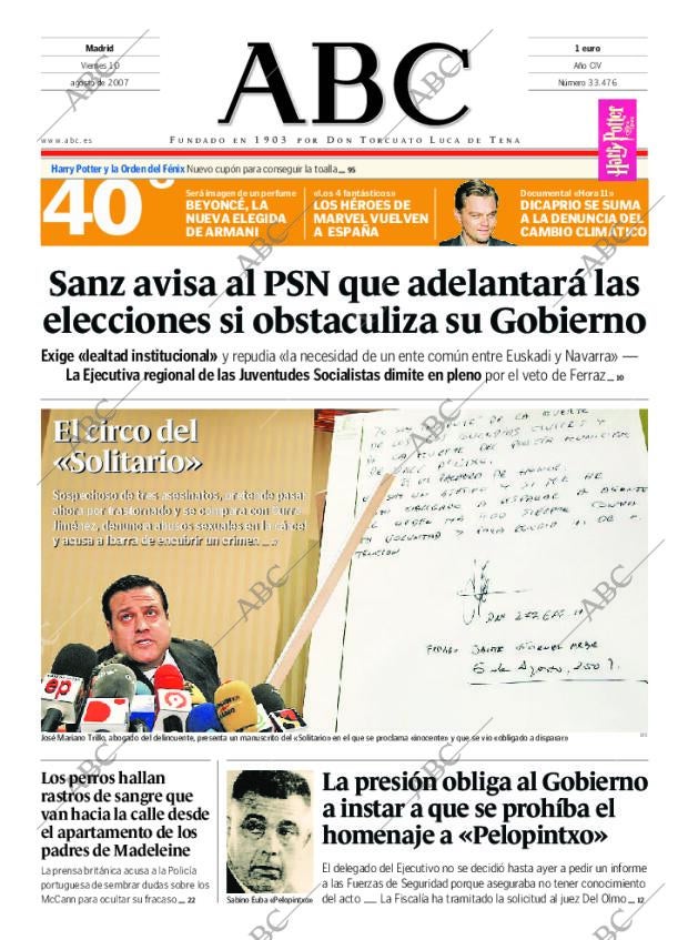ABC MADRID 10-08-2007 página 1