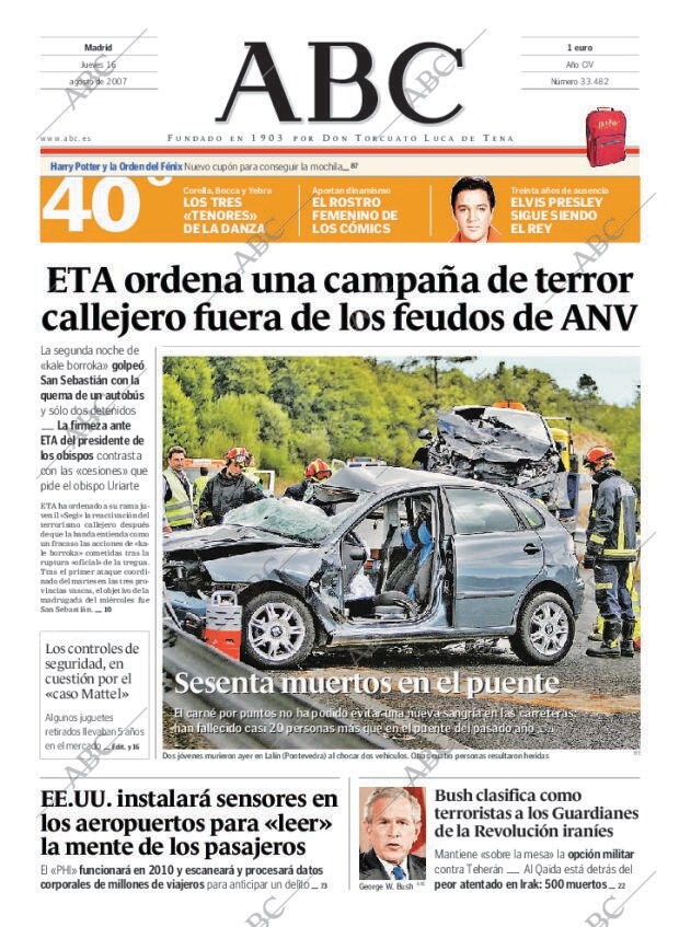 ABC MADRID 16-08-2007 página 1