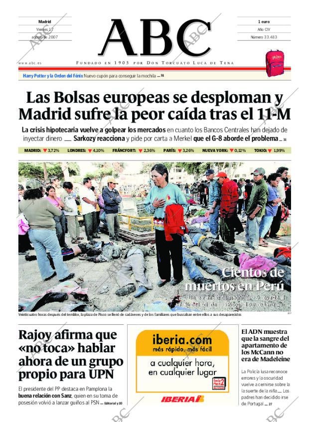 ABC MADRID 17-08-2007 página 1