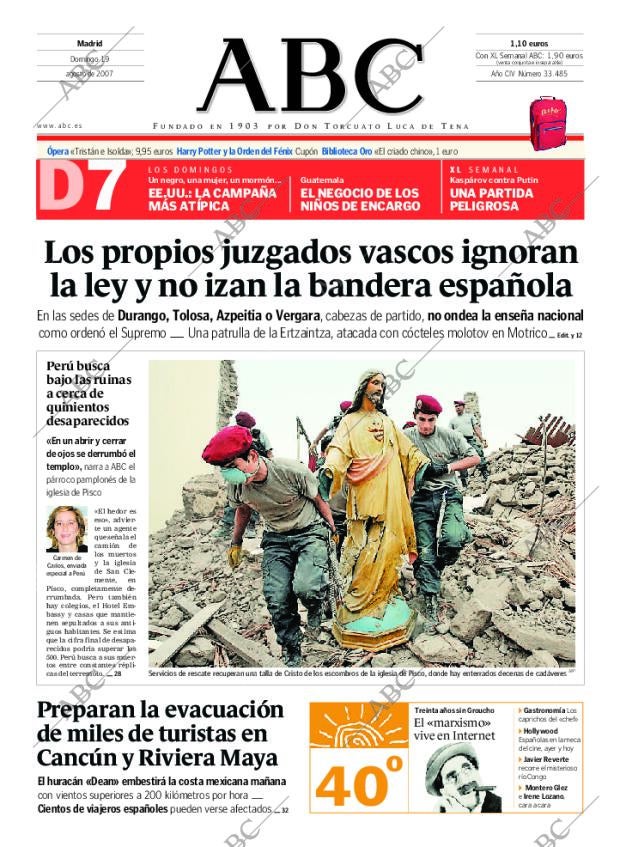 ABC MADRID 19-08-2007 página 1