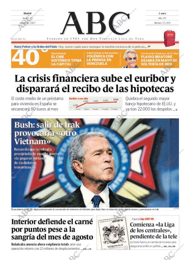 ABC MADRID 23-08-2007 página 1
