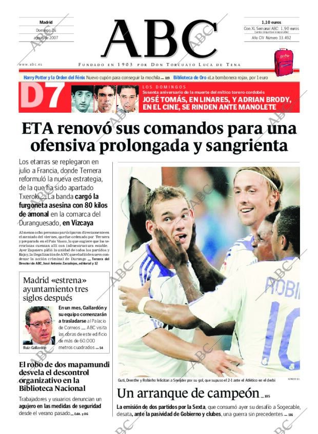 ABC MADRID 26-08-2007 página 1