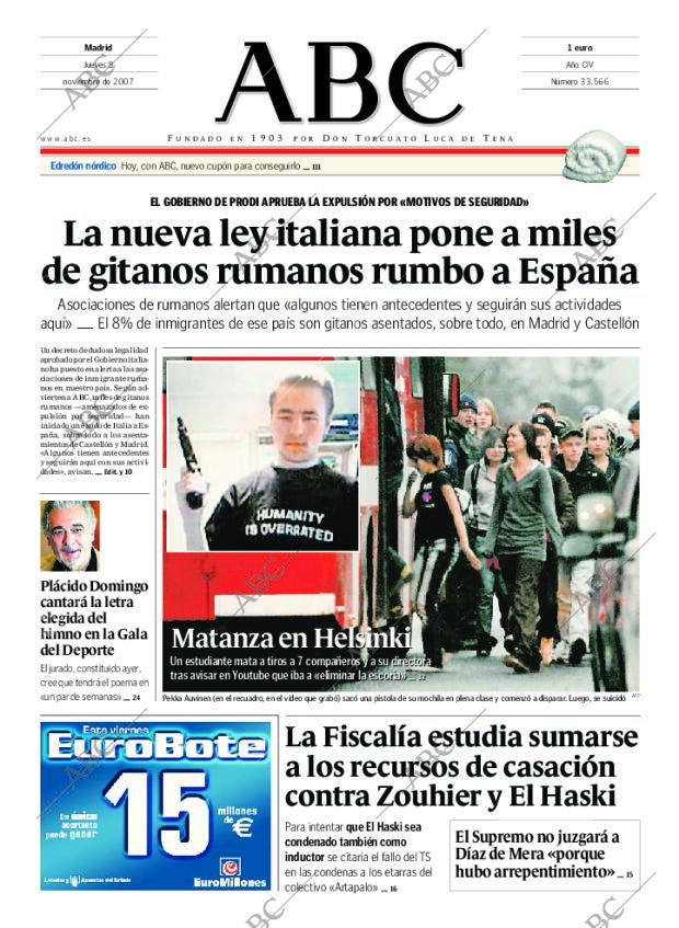 ABC MADRID 08-11-2007 página 1