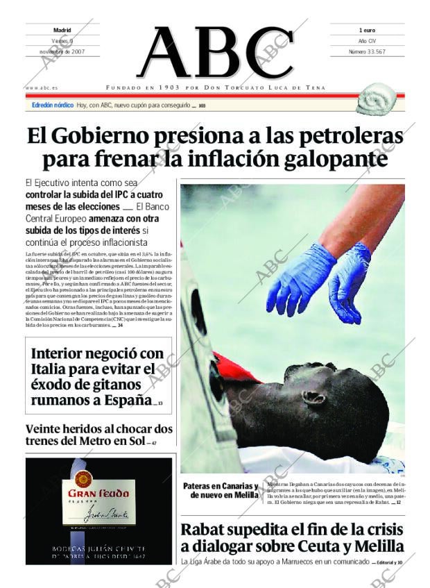 ABC MADRID 09-11-2007 página 1