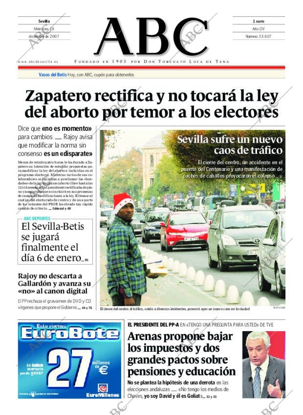 ABC SEVILLA 19-12-2007 página 1