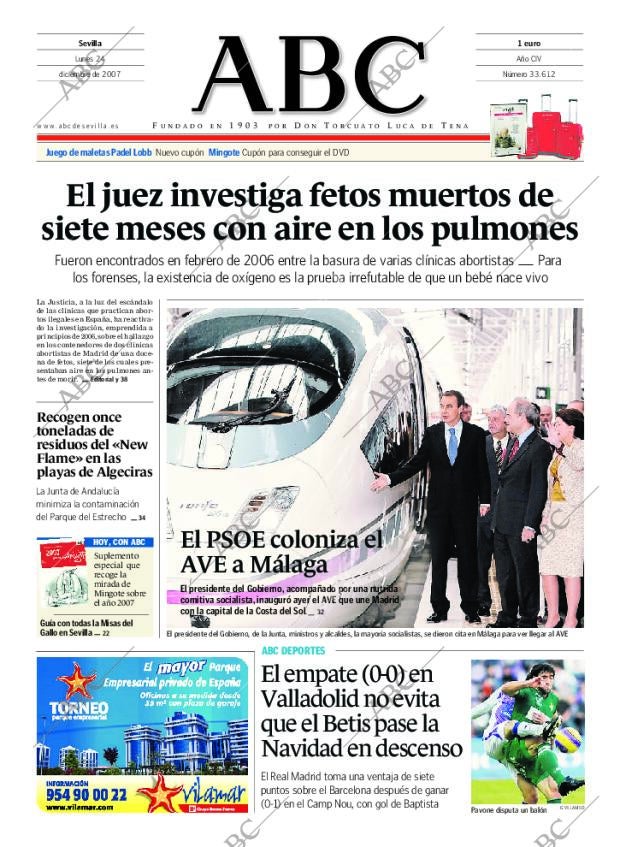 ABC SEVILLA 24-12-2007 página 1