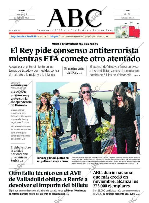 ABC MADRID 26-12-2007 página 1