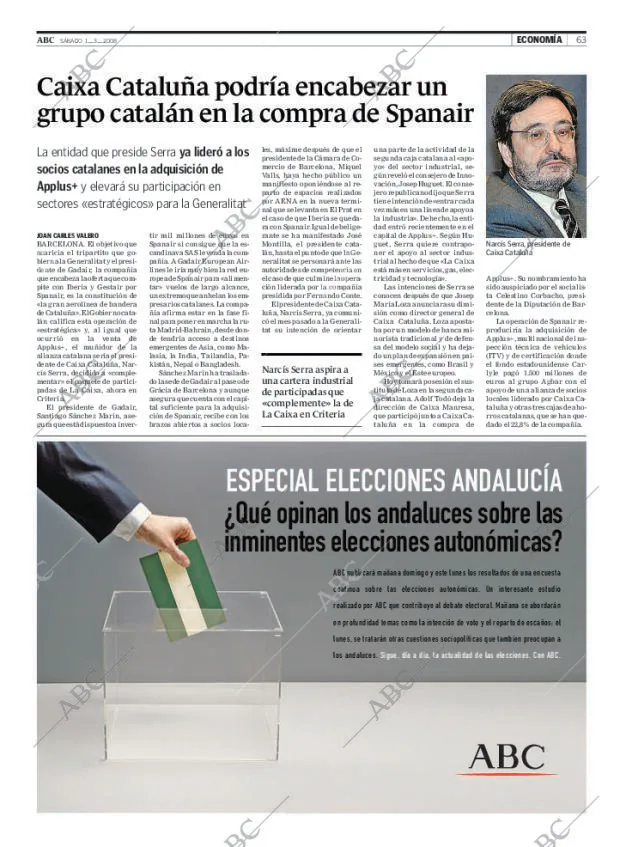 Periódico ABC CORDOBA 01-03-2008,portada - Archivo ABC