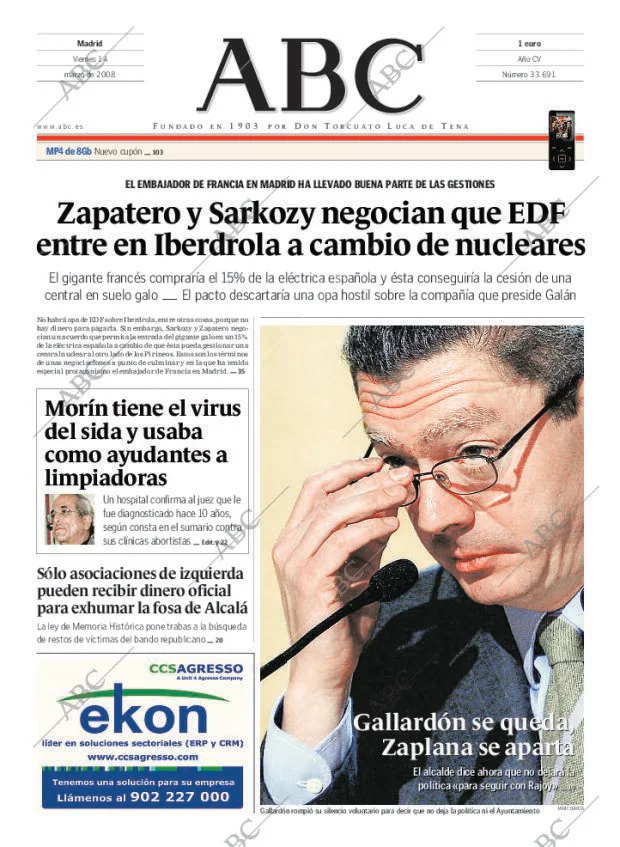 ABC MADRID 14-03-2008 página 1