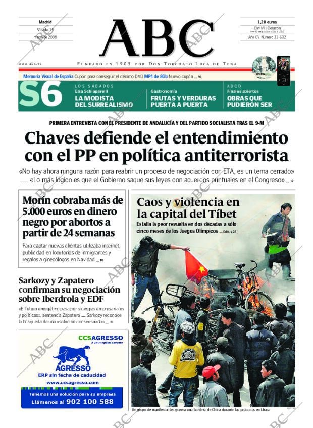 ABC MADRID 15-03-2008 página 1