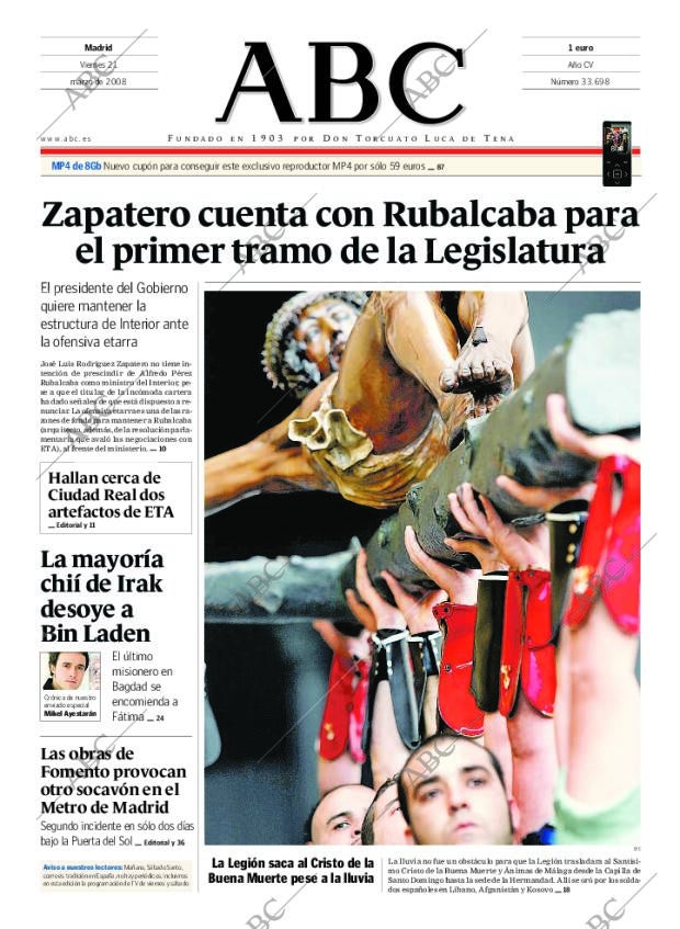 ABC MADRID 21-03-2008 página 1