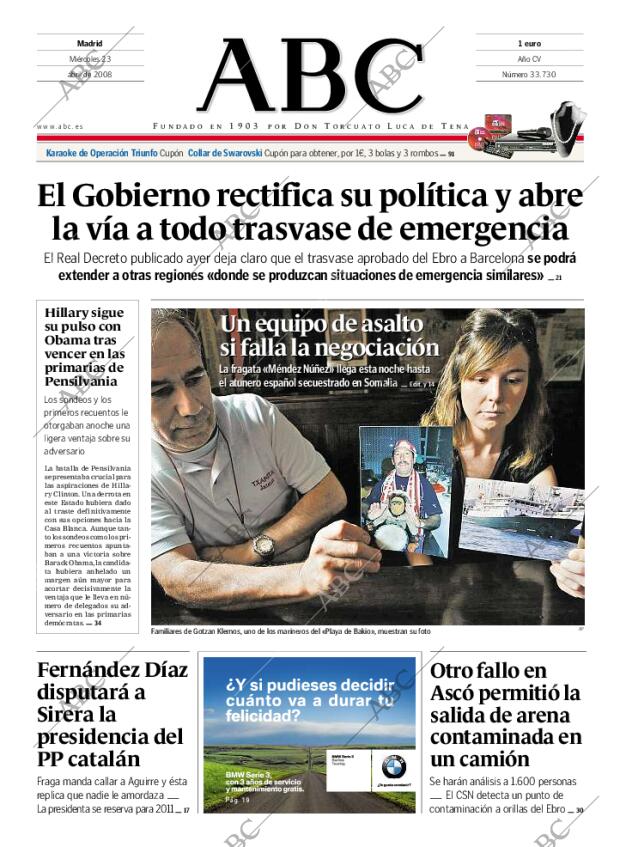 ABC MADRID 23-04-2008 página 1