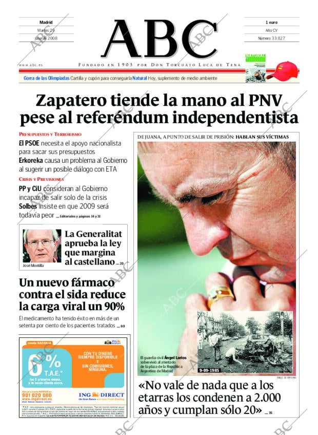 ABC MADRID 29-07-2008 página 1
