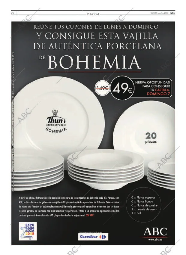 vajilla de porcelana de bohemia completa de 112 - Compra venta en