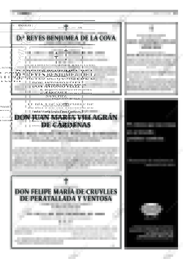 Esquelas Canal 7 Costa Rica Periodico Abc Sevilla 09 09 2008 Portada Archivo Abc