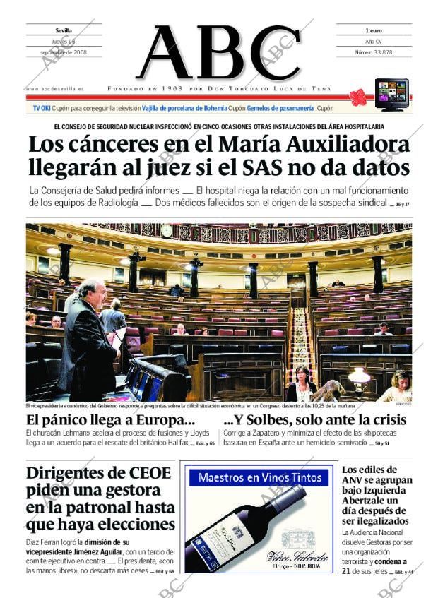ABC SEVILLA 18-09-2008 página 1