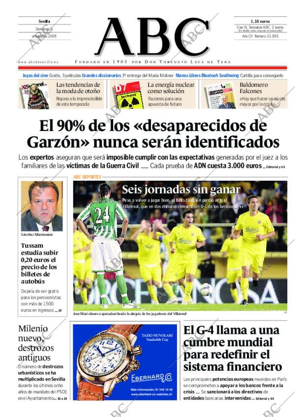 ABC SEVILLA 05-10-2008 página 1
