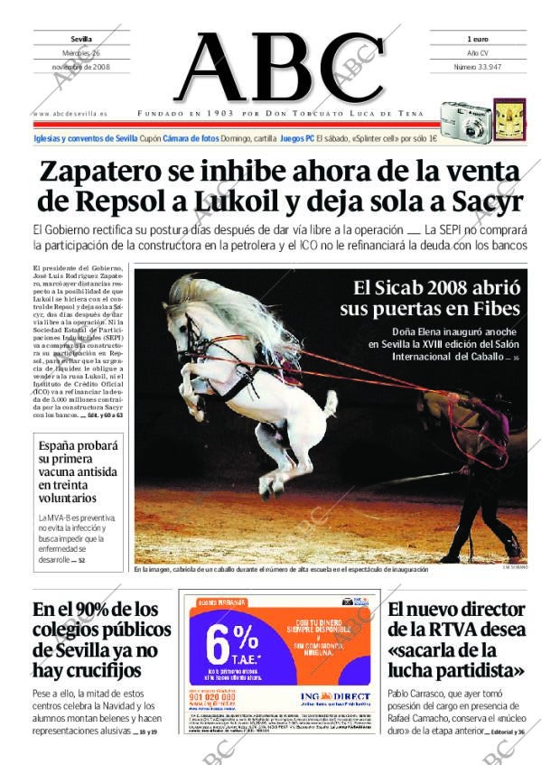 ABC SEVILLA 26-11-2008 página 1