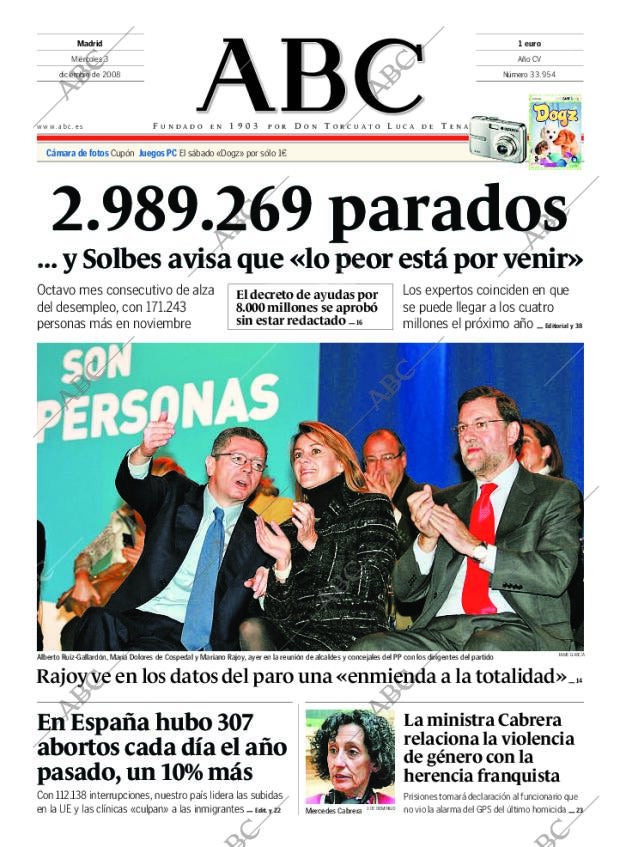ABC MADRID 03-12-2008 página 1