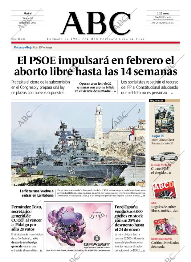 ABC MADRID 20-12-2008 página 1