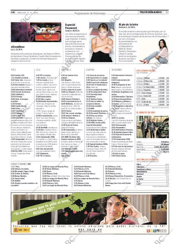 ABC MADRID 31-12-2008 página 83