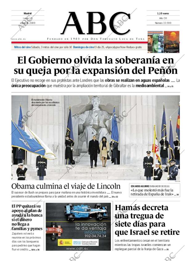 ABC MADRID 19-01-2009 página 1