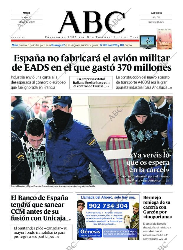 ABC MADRID 17-02-2009 página 1