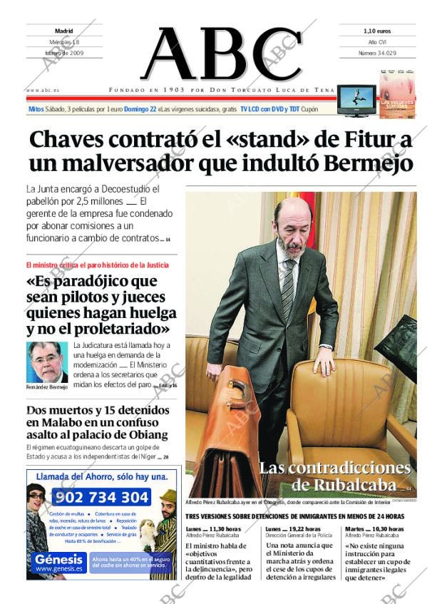 ABC MADRID 18-02-2009 página 1