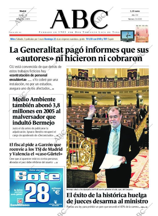 ABC MADRID 19-02-2009 página 1