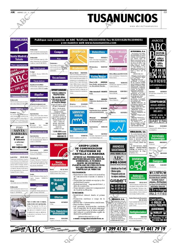 ABC MADRID 20-02-2009 página 69