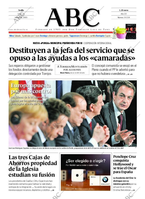ABC SEVILLA 23-02-2009 página 1