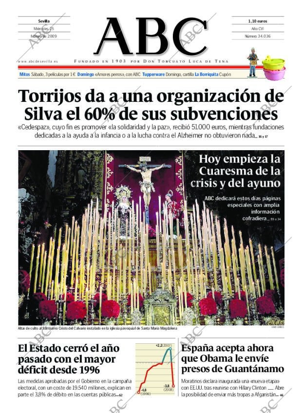 ABC SEVILLA 25-02-2009 página 1