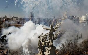 Imagen aérea de la mascletà disparada por Pirotecnia Valenciana