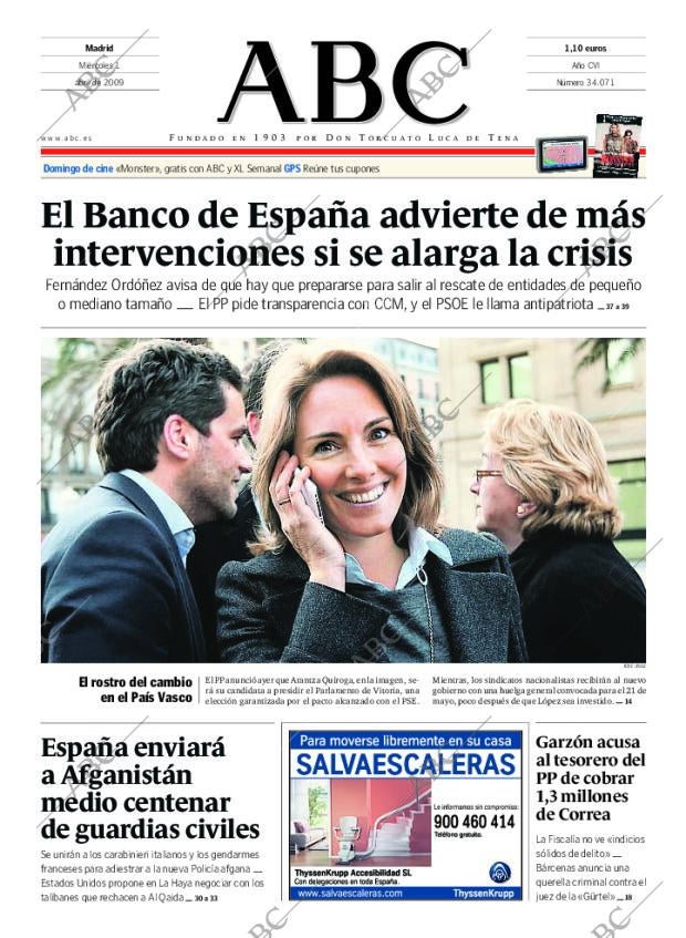 ABC MADRID 01-04-2009 página 1